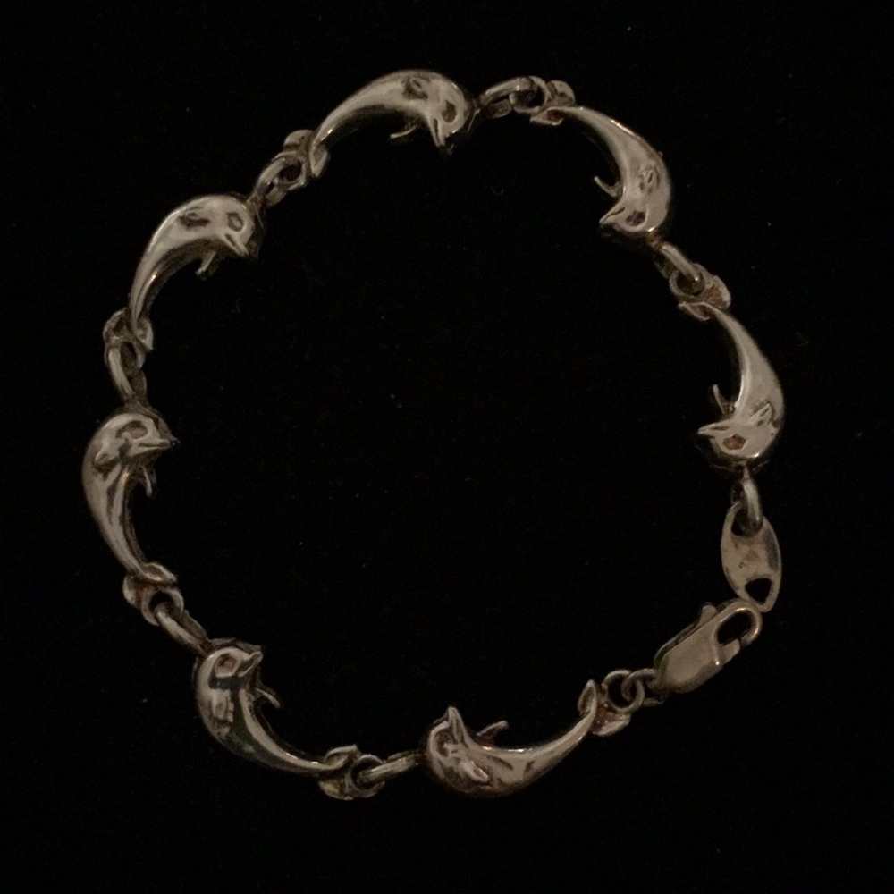 Sterling Silver Dolphin Link Bracelet